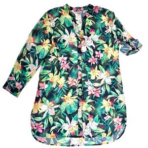 Tommy Bahama Orchid Garden Hi Low Boyfriend Shirt